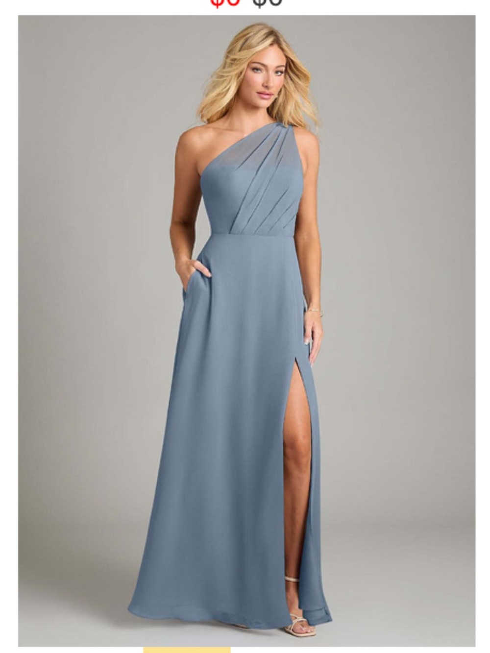 Azazie One-Shoulder Dusty Blue Formal in Gown A14